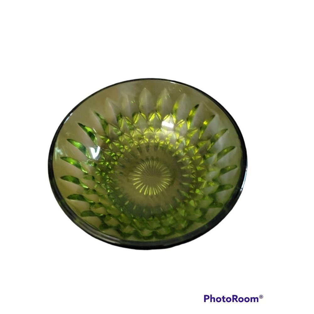 Indiana Glass Mount Vernon Avocado Green Bowl 5 in Individual Salad Bowl Vtg